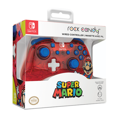 Switch Controller Wired Rock Candy Mario Punch Red New