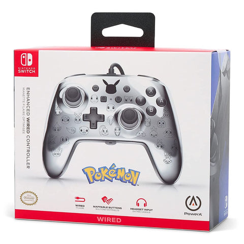 Switch Controller Wired Power A Pikachu Black & Silver New