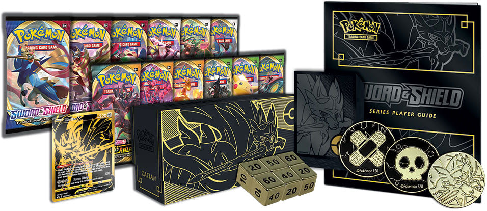 pokemon card game sword & shield premium trainer box Pokémon TCG Sword & Shield Elite Trainer Box Plus Zacian – Iceman Video Games