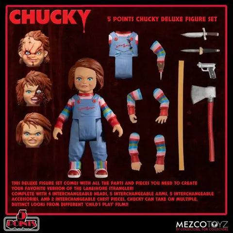 Childs Play 5 Points Chucky Deluxe Figure Set New