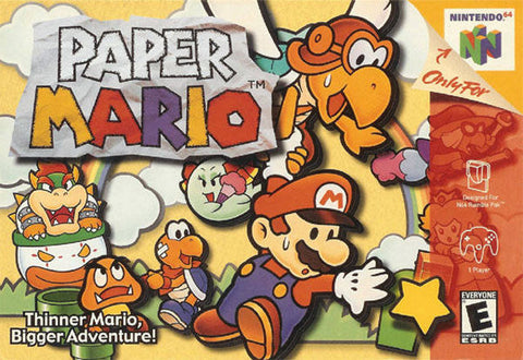 Paper Mario N64 Used Cartridge, box & manual (crease on top)