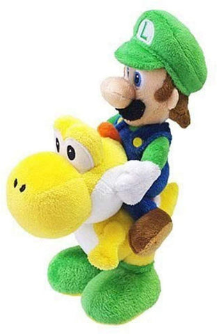 Luigi Riding Yellow Yoshi 8" Plush New