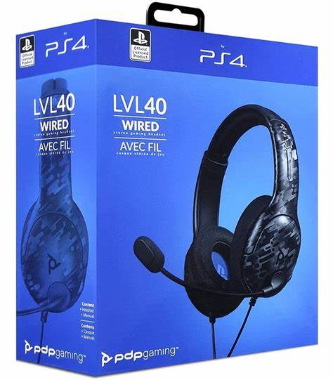 PS4 Headset Wired PDP LVL 40 Camo Stereo New Iceman Video Games