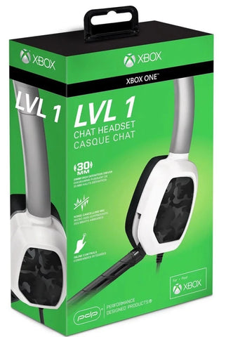 Xbox One Headset Wired PDP Afterglow LVL 1 Chat White Camo New