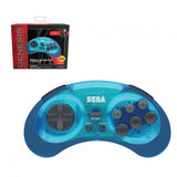 Genesis Controller 6 Button Wireless RetroBit Sega Clear Blue New