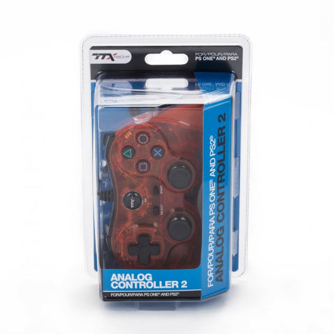 PS2 Controller Wired Ttx Red Transparent New