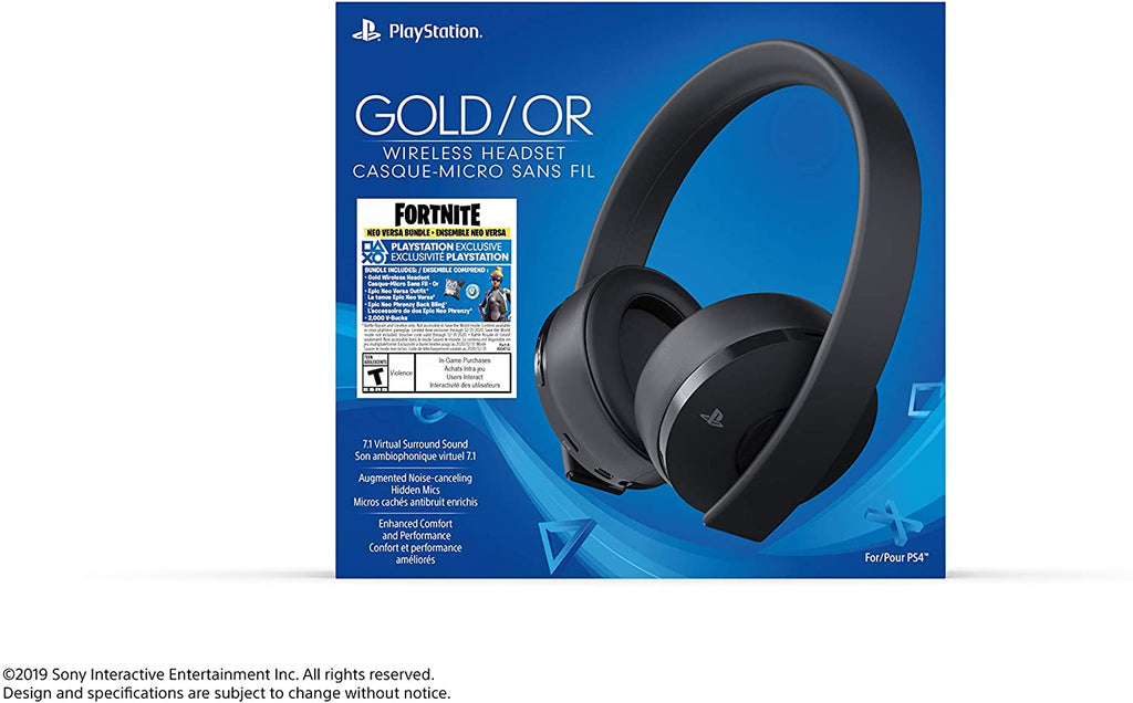 PS4 Headset Wireless Sony Playstation Gold Black With Fortnite Neo