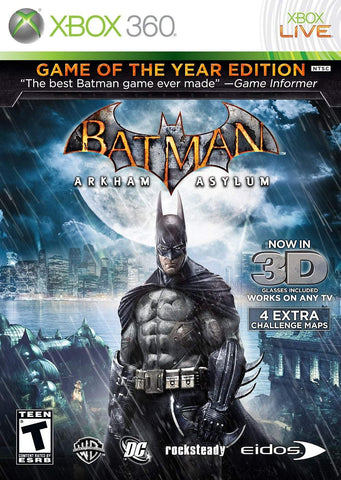 Batman Arkham Asylum Game Of The Year Edition DLC On Disc 360 Used