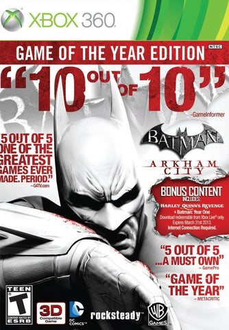 Batman Arkham City Game Of The Year Edition DLC On Disc 360 Used