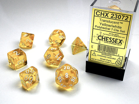 Chessex 7 Piece Translucent Yellow/White