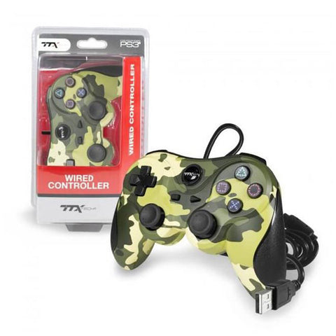 PS3 Controller Wired USB Ttx Green Camo New