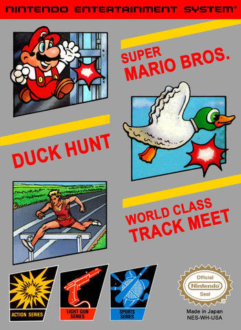 Super Mario Bros & Duck Hunt & World Class Track Meet NES Used Cartridge Only