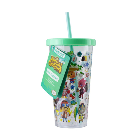 Animal Crossing Characters Carnival Plastic Drinking Cup with Straw New