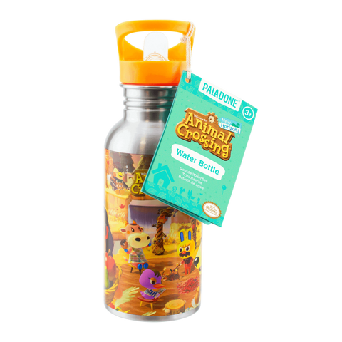 Animal Crossing Autumn Metal Water Bottle with Built In Straw New