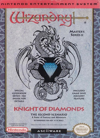 Wizardry Knight of Diamonds NES Used Cartridge Only