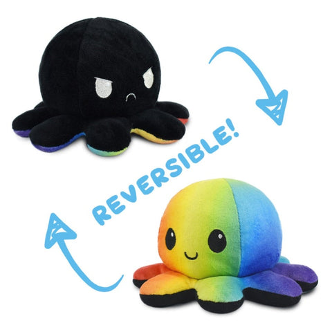 Reversible Octopus Mini Rainbow Plush New
